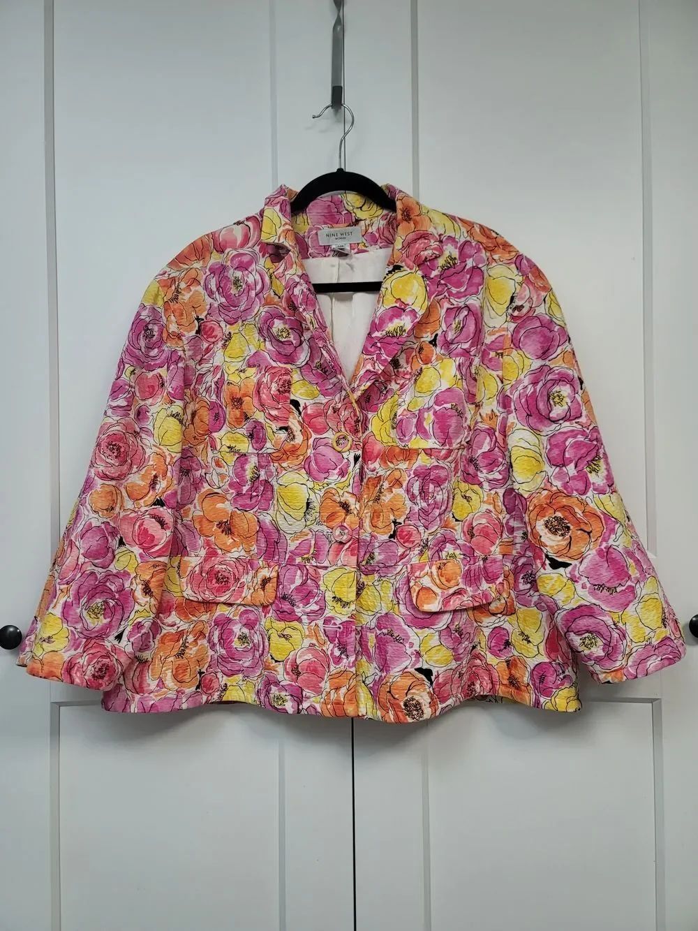 Nine West Vintage Floral Blazer Jacket Plus Size 24W